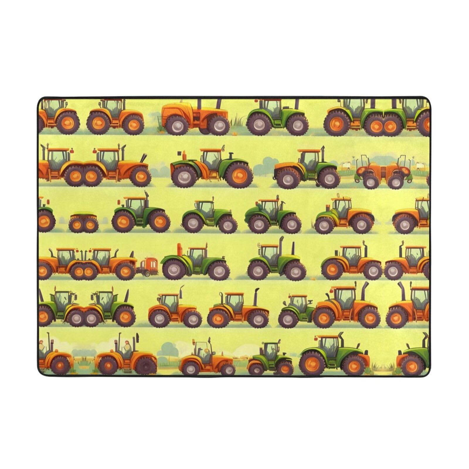 Tapis de luxe vert tracteur doux pour chambre d'enfant et espace de jeu