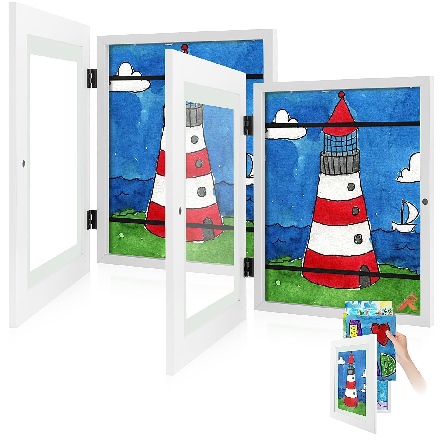 2 Pack 8.5x11 Front-Opening Kids Artwork Frames Changeable (White)