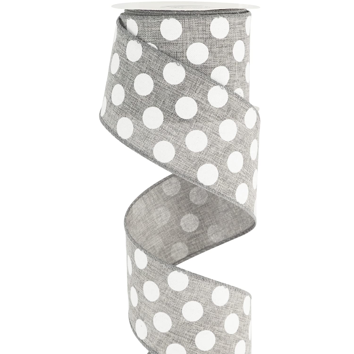 Amazon.com: MEEDEE Grey Ribbon with Polka Dots Grey Burlap Ribbon 2.5 ...