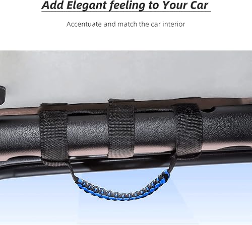 Miniatura 4 de JeCar 4 asas de agarre para barra antivuelco, asas de agarre de paracaídas para Jeep Wrangler YJ TJ JK JKU JL JLU y Gladiator JT 1955-2022, negro y