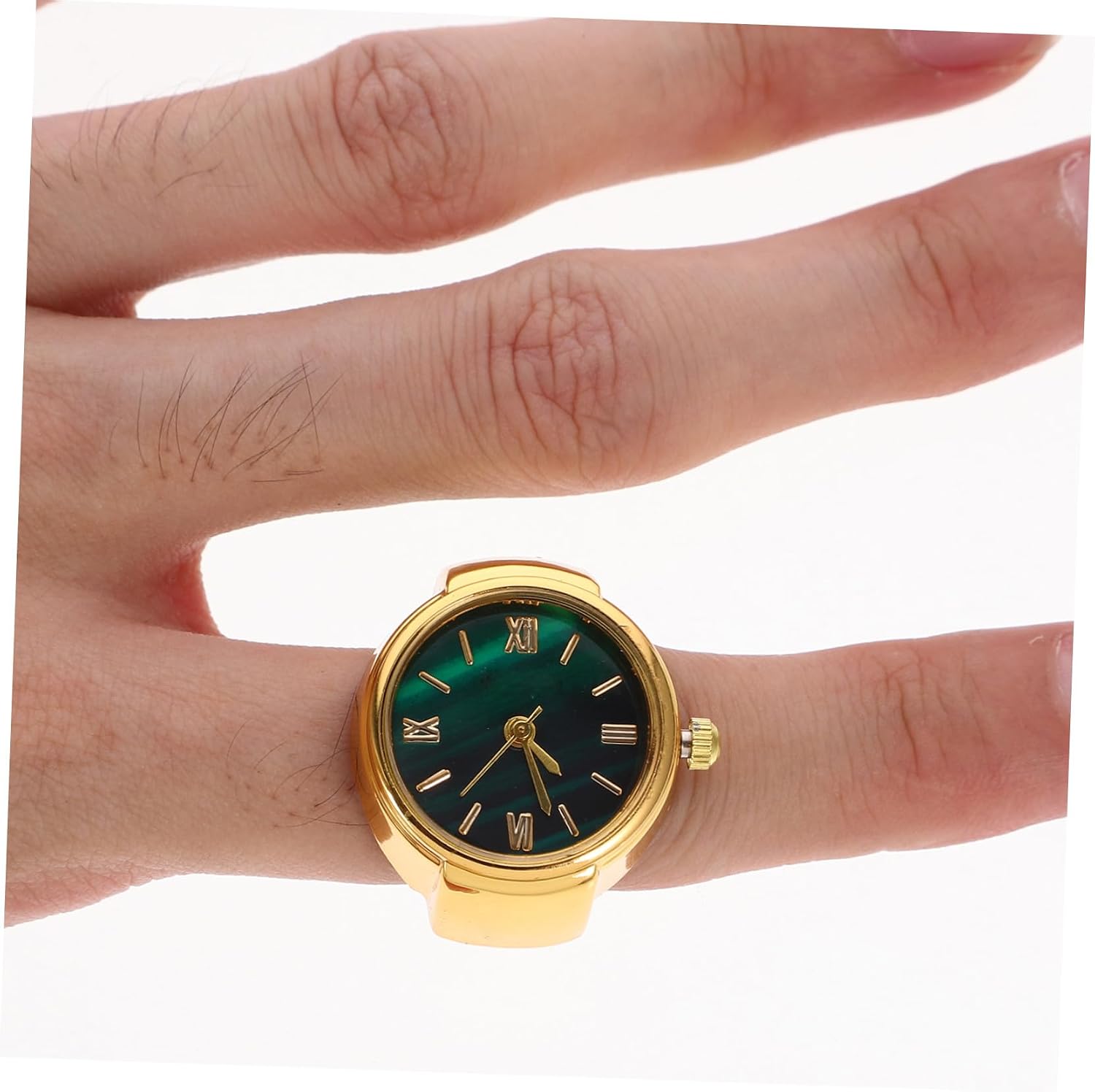 3Pcs Decorative Finger Watch Mini Creative Ring Watches with Roman Numerals Stylish Accessories for Women