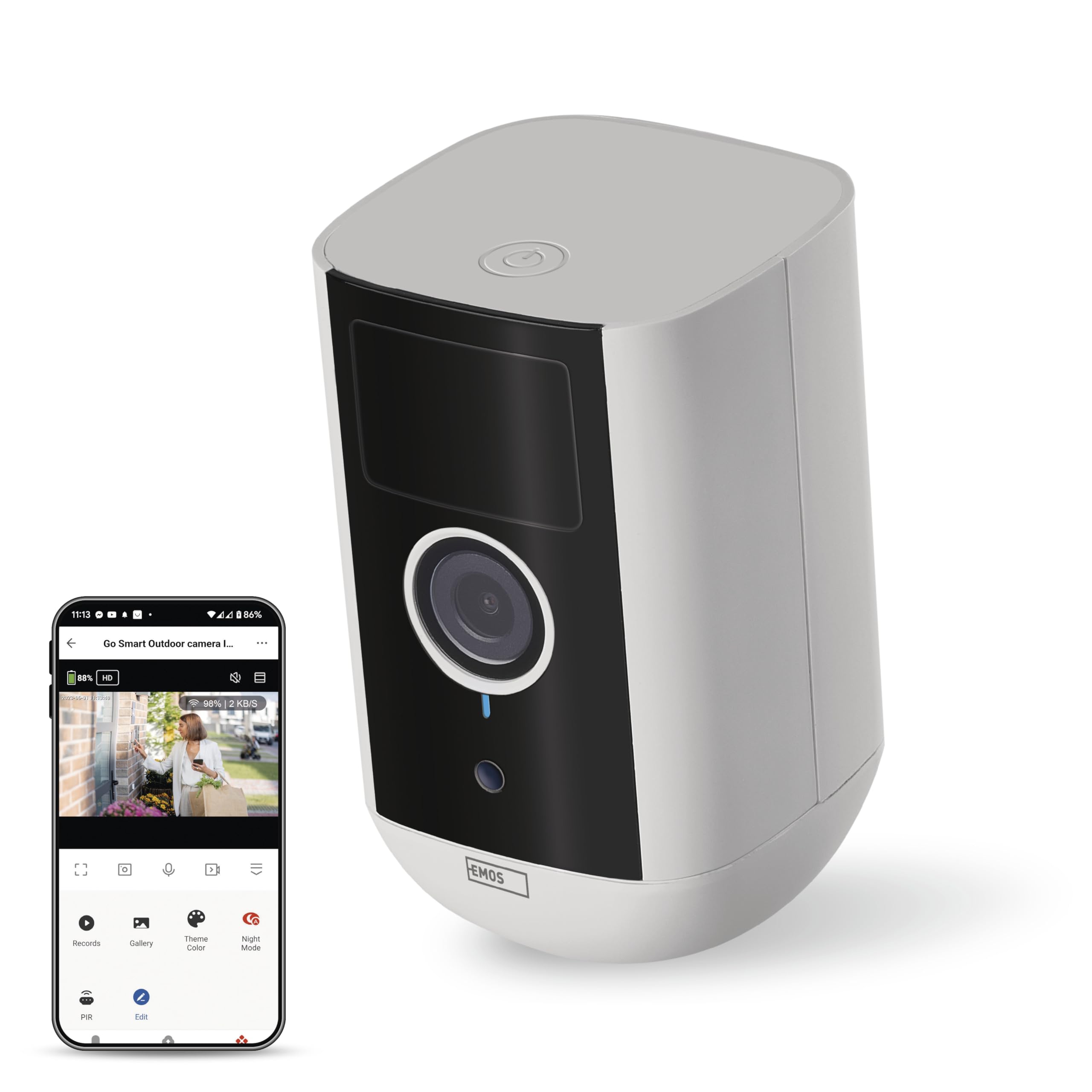 EMOSGoSmart Smart Indoor Outdoor Surveillance Camera 5MP Universal WiFi with App, Motion Detection, Night Vision, Battery, Compatible with Google Assistant and