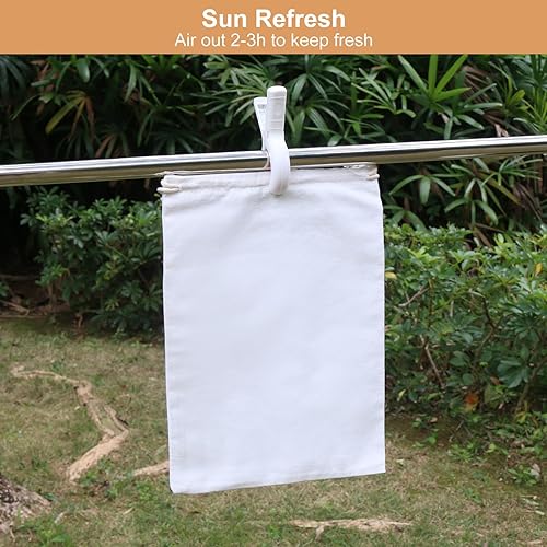 Miniatura 5 de SumDirect 20 bolsas de muselina de algodón, bolsas de regalo ligeras blancas transpirables con cordón, bolsas de almacenamiento reutilizables para