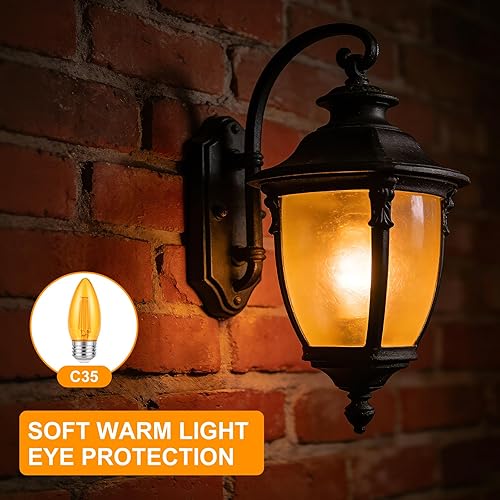 Miniatura 6 de KINUR Bombillas LED Edison E26 B11 pequeñas de color ámbar, bombilla de candelabro B11 de 2000 K, equivalente a bombillas de 4 vatios a 40 vatios