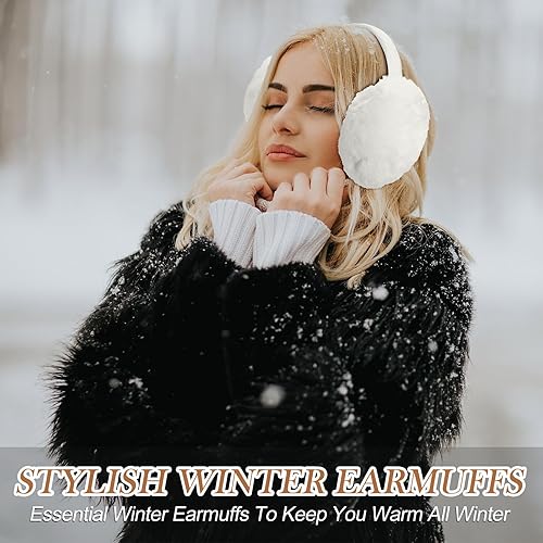 Miniatura 4 de SATINIOR 2 orejeras de invierno de piel sintética, bonitas, plegables para exteriores, calentadores de orejas de piel sintética para mujer