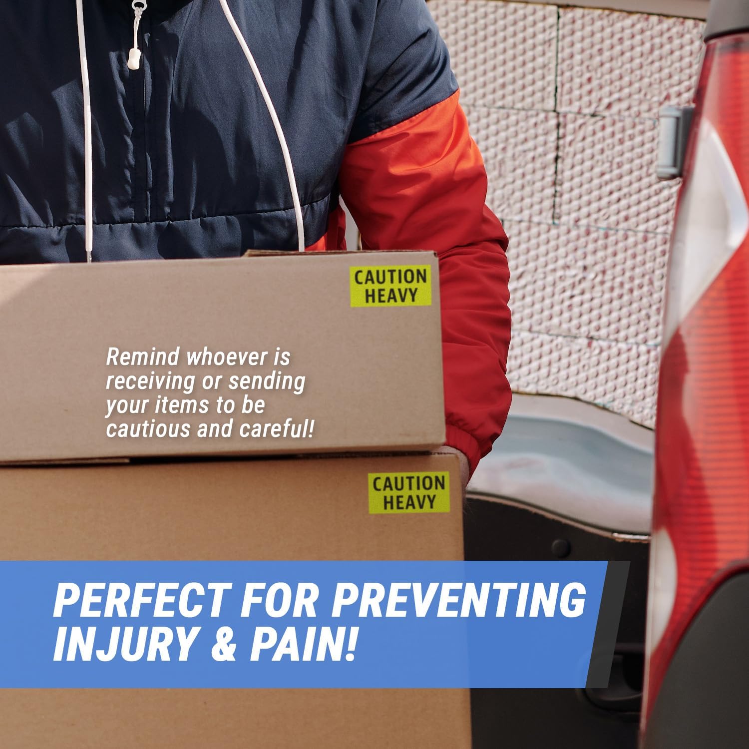 Caution Heavy Labels (4 x 2 inch, Fluorescent Yellow - 900 Labels) Warning Heavy Stickers for Shipping Heavy Items - Strong Adhesive