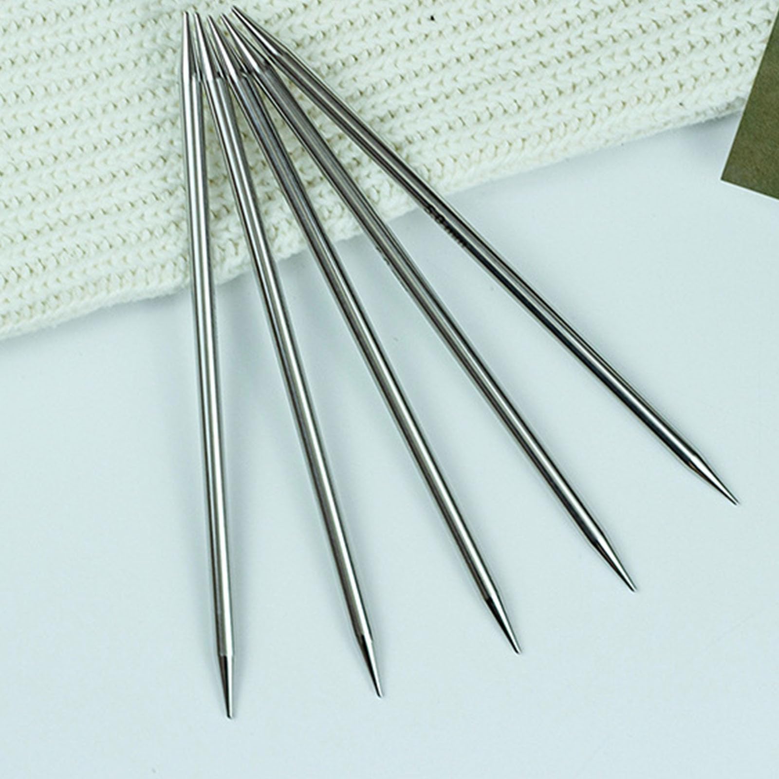 11 pares de agujas de tejer de acero inoxidable de 2,0 mm a 6,0 mm de doble punta con estuche de almacenamiento para suéter y sondas cortas