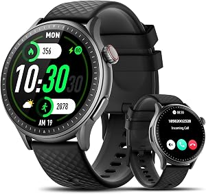 Reloj Inteligente Hombres Mujeres, 1.46” AMOLED Ultra-HD Smartwatch con Podómetro/Monitoreo de Sueño/Pulsómetro/SpO2, 110+ Modos Deportivos, 3ATM Impermeable Pulsera Actividad para Android iOS