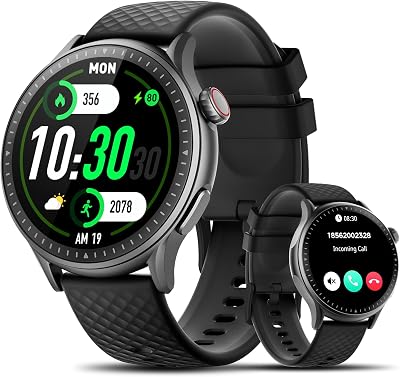 Reloj Inteligente Hombres Mujeres, 1.46” AMOLED Ultra-HD Smartwatch con Podómetro/Monitoreo de Sueño/Pulsómetro/SpO2, 110+ Modos Deportivos, 3ATM Impermeable Pulsera Actividad para Android iOS
