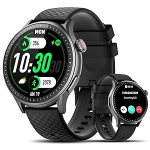Reloj Inteligente Hombres Mujeres, 1.46'' AMOLED Ultra-HD Smartwatch con Podómetro/Monitoreo de Sueño/Pulsómetro/SpO2, 110+ Modos Deportivos, 3ATM Impermeable Pulsera Actividad para Android iOS - Oferta -69%