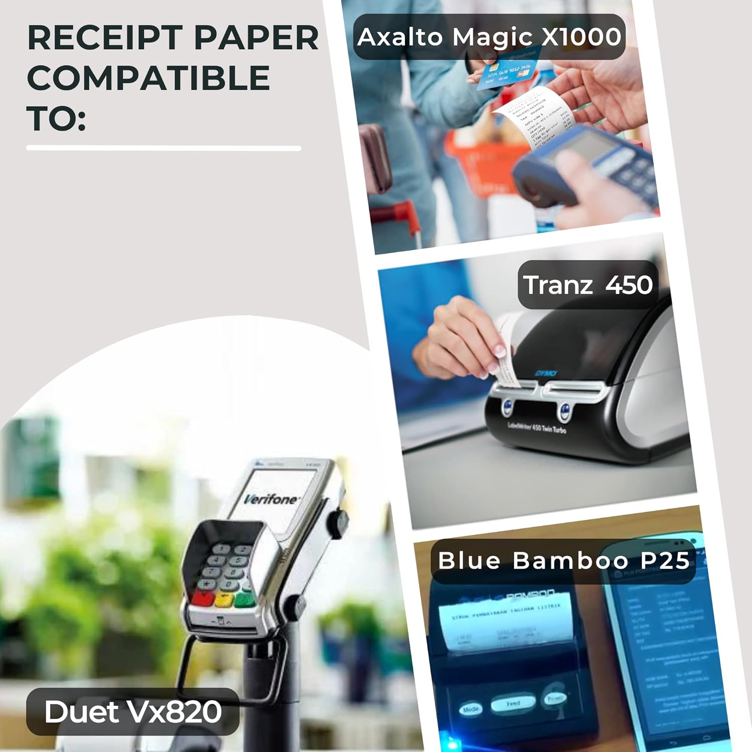 BAM POS Thermal Paper 2 1/4 x 50' (50 Rolls), BPA Free, Crisp & Clear Images, Fits Most Compact Mobile Receipt Printers Such as Verifone, Square and Clover