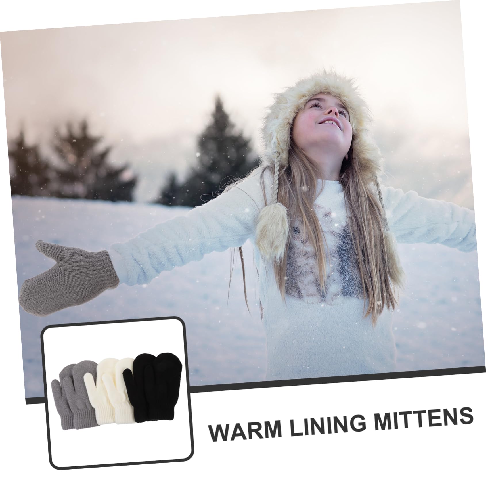 VICASKY 3 Pair Women Mittens Winter Gloves Warm Lining Mittens Thick for Outdoor Activities