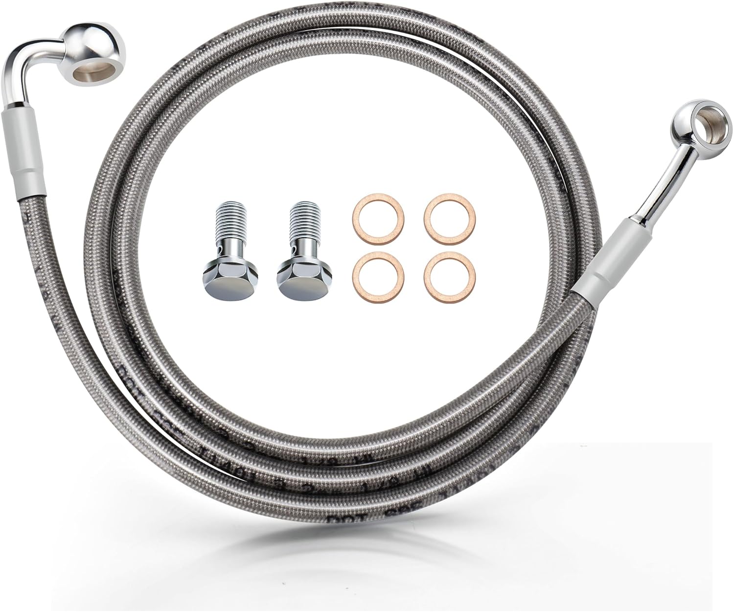 MoKitDora 59" Front Brake Lines Stainless Steel Braided Oil Hose for 16" Handlebars Compatible with Harley 1997-2013 Touring Road King Road Glide Street Glide Electra Glide No ABS, Silver