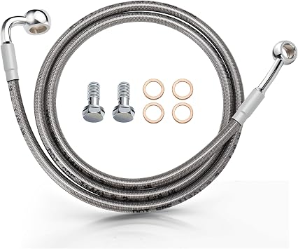 MoKitDora 59" Front Brake Lines Stainless Steel Braided Oil Hose for 16" Handlebars Compatible with Harley 1997-2013 Touring Road King Road Glide Street Glide Electra Glide No ABS, Silver