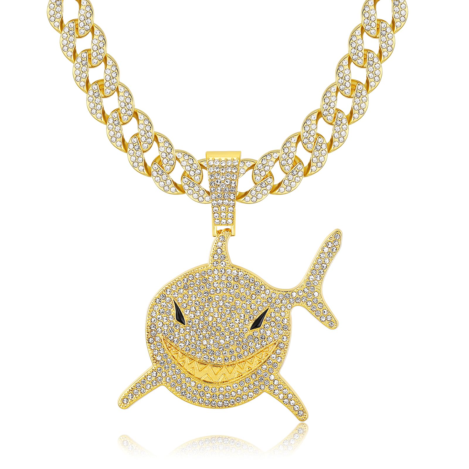 EDINGM Miami Cuban Link Chain for Men, Gold/Silver Plated Diamond Necklace, Iced Out Hip Hop Jewelry Gift