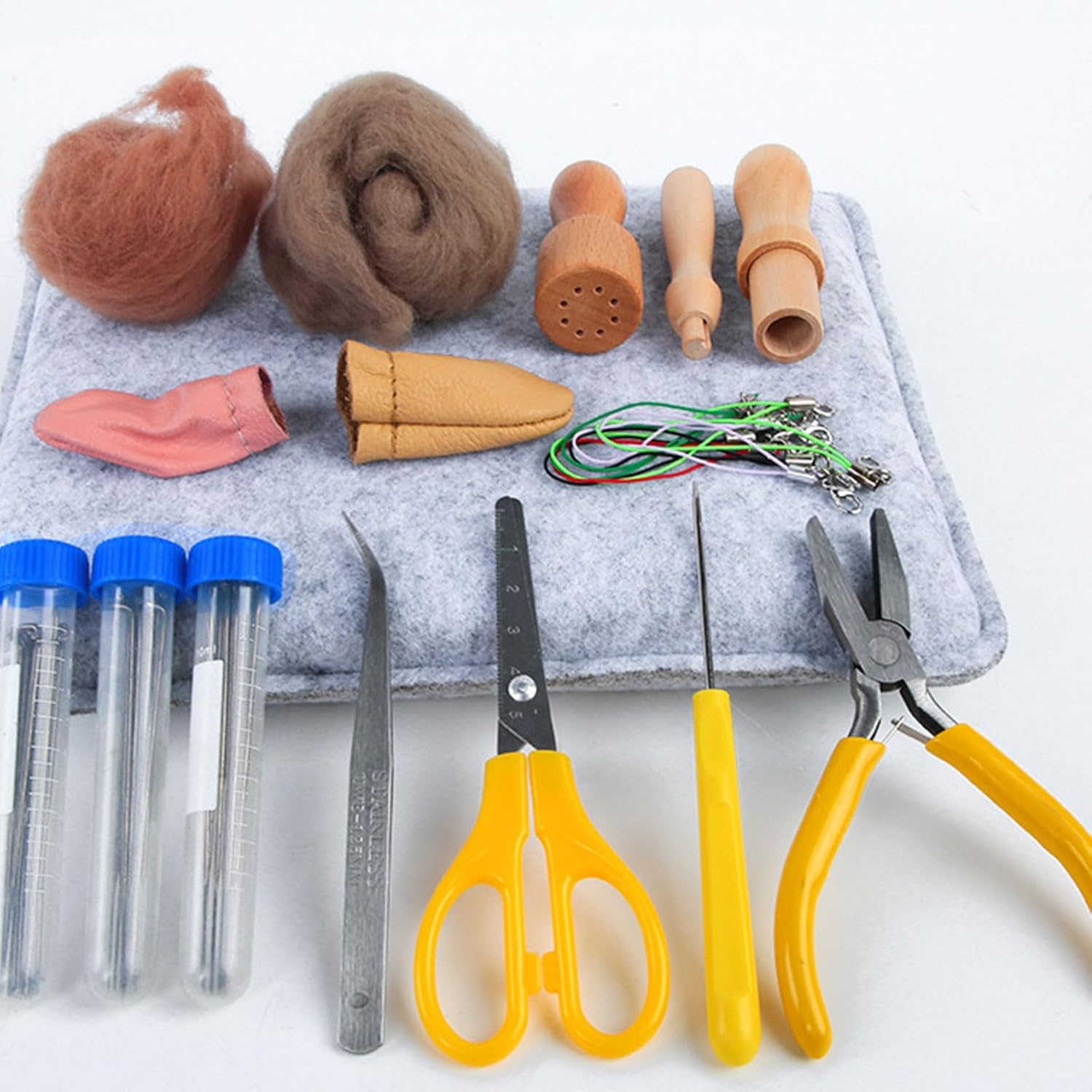 BUBEFSKD Needle Felting Kits with Bag Wool Roving 32 Colors Set Wool Felt Tools for Felted Animal Needle Supplies Equipment