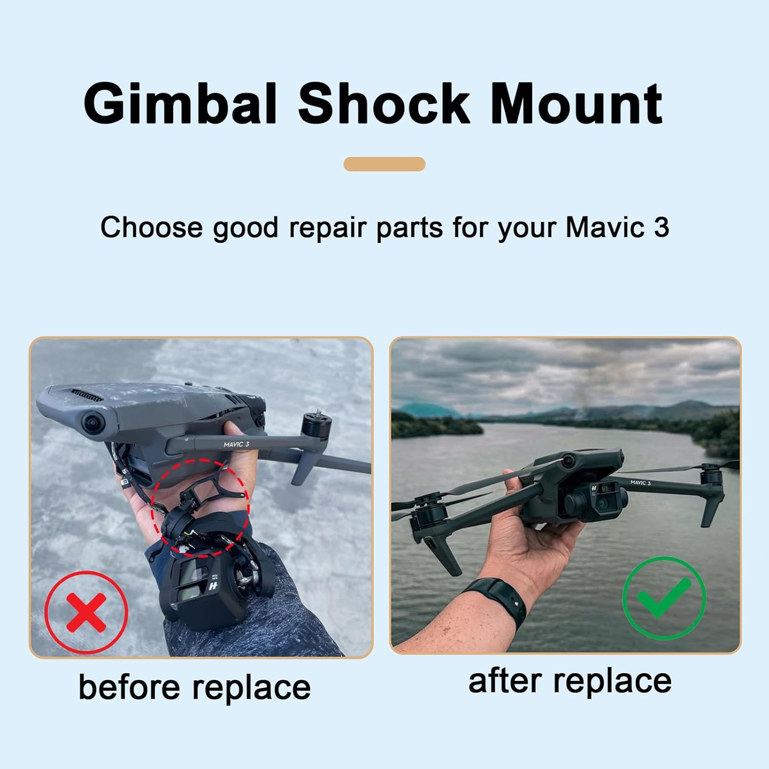 Mavic 3 Replacement for Gimbal Shock Lower Bracket+4pcs Shock Absorption Rubber Damper for DJI Mavic 3/3 Cine/3 Classic Repair Parts DJI Mavic 3 Drone Accessories