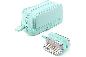 Large 4-Compartment Aesthetic Pencil Case with Handle for Teen Girls