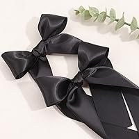 Vista 7 de 2 piezas de lazos largos de cinta para el pelo con clip para niñas, lazos de seda con cinta para el pelo, accesorios para el cabello para bebés