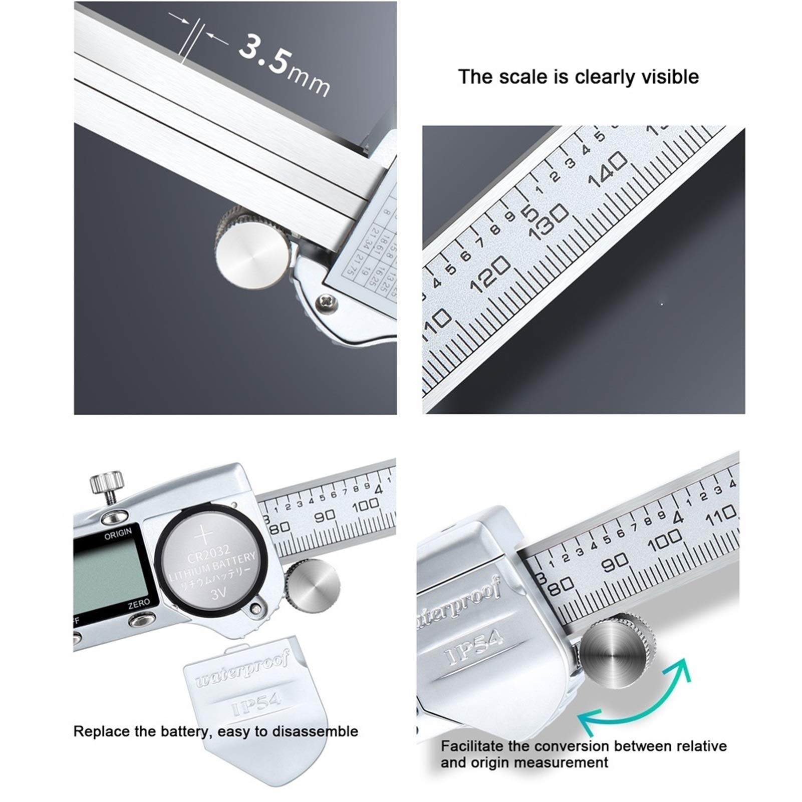 Suwalizki Elektroniczny Cyfrowy Cyfrowy Zacisk Ze Stali Nierdzewnej Vernier Caliper High Precision Industrial Pomiar Narzędzia Zakres: 0-150mm