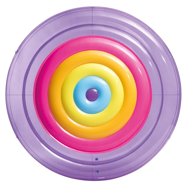 Intex Isla Hinchable Gigante, ?201 cm, Diseño arcoíris, Cuerda de Agarre y 2 cámaras de Aire