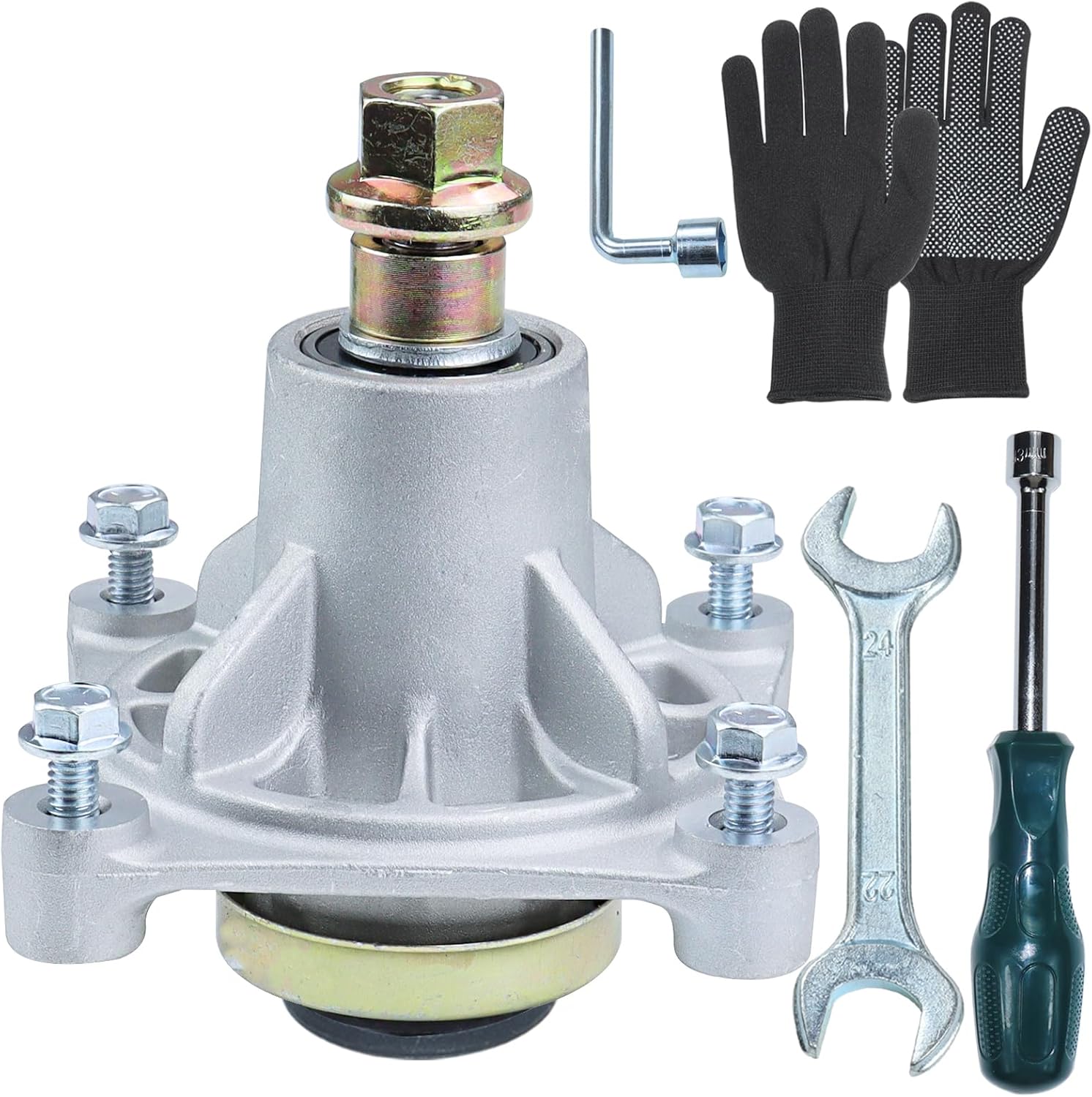 604214 Spindle Assembly Replaces Hustler 604214 Spindle for Hustler Raptor 52, Hustler Raptor 42, Hustler 52, Hustler 42, Hustler Raptor Limited 52, Hustler Raptor 36 Lawn Tractors