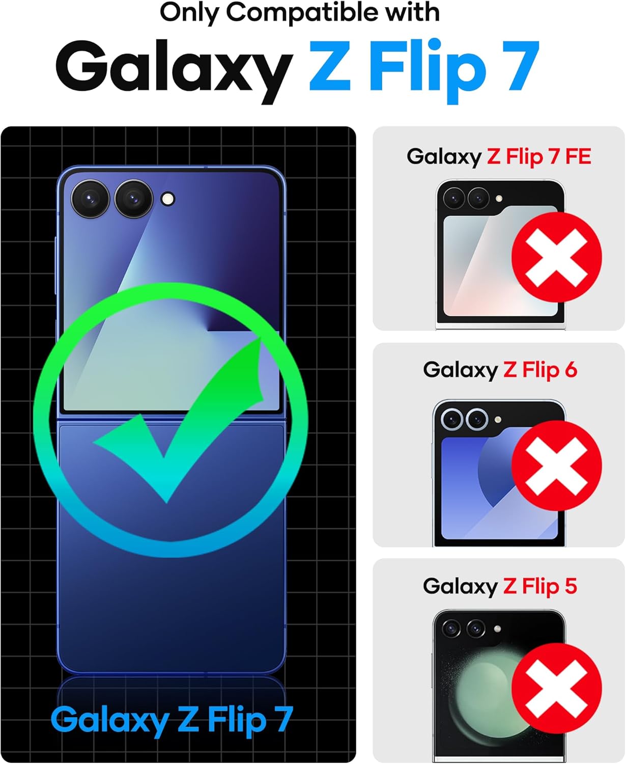 for samsung galaxy z flip 7 wallet case with card holder (3 cards) & hinge protection & outer screen protector, shockproof rugged cover phone case for samsung galaxy z flip 7 5g 2025, blue blue z flip 7