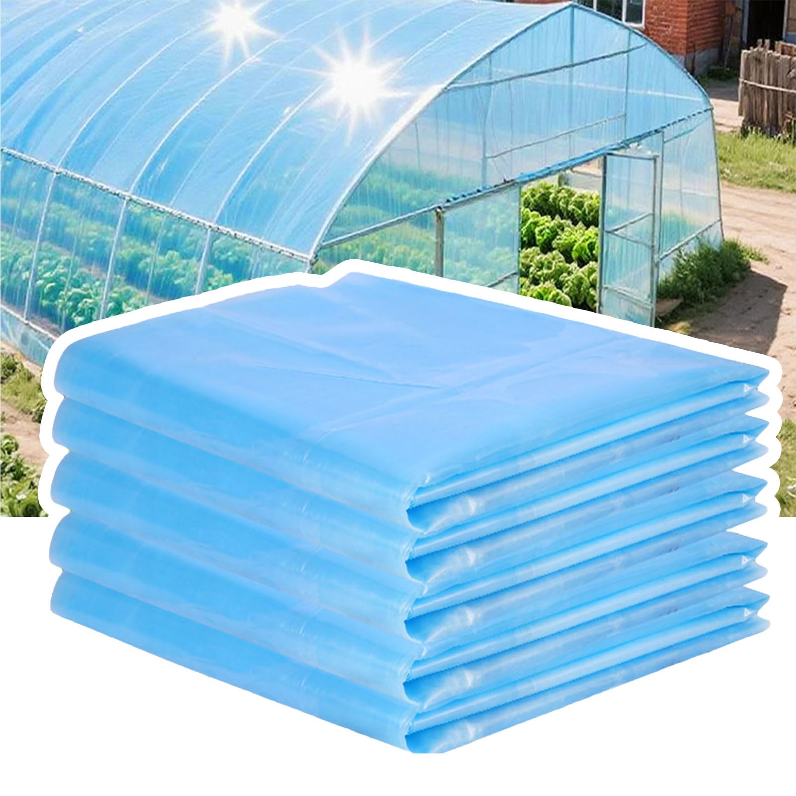 Láminas De Plástico De Polietileno, Película De Plástico Transparente, Película De Invernadero Po, Antienvejecimiento, Anti-uv, Antidesgarro, Para Invernaderos De Plástico Par(Size:5x10m（16.4x32.8ft）)