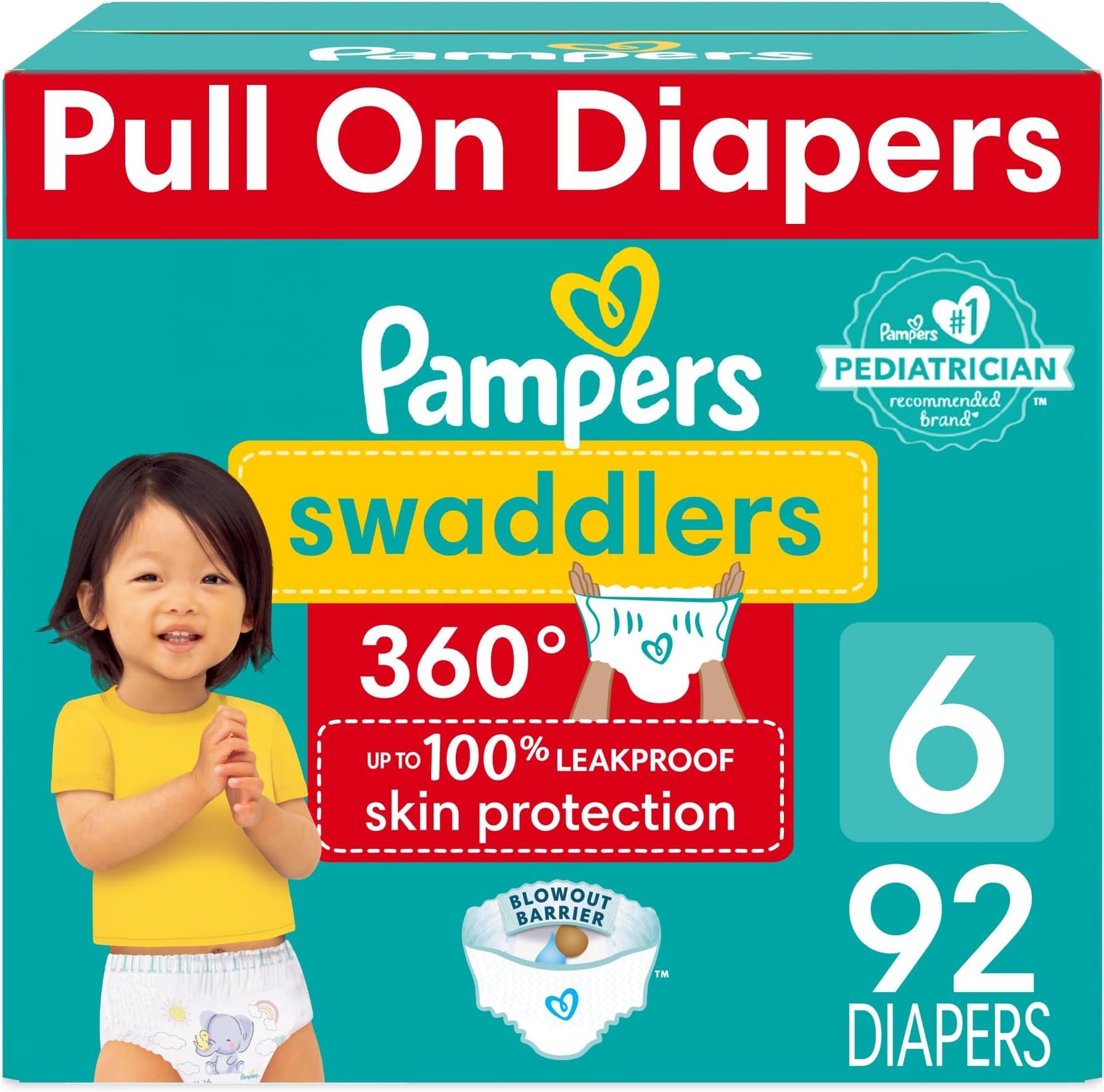 Amazon.com: Pampers Swaddlers 360 Pull-On Diapers, Size 6, 92 Count ...