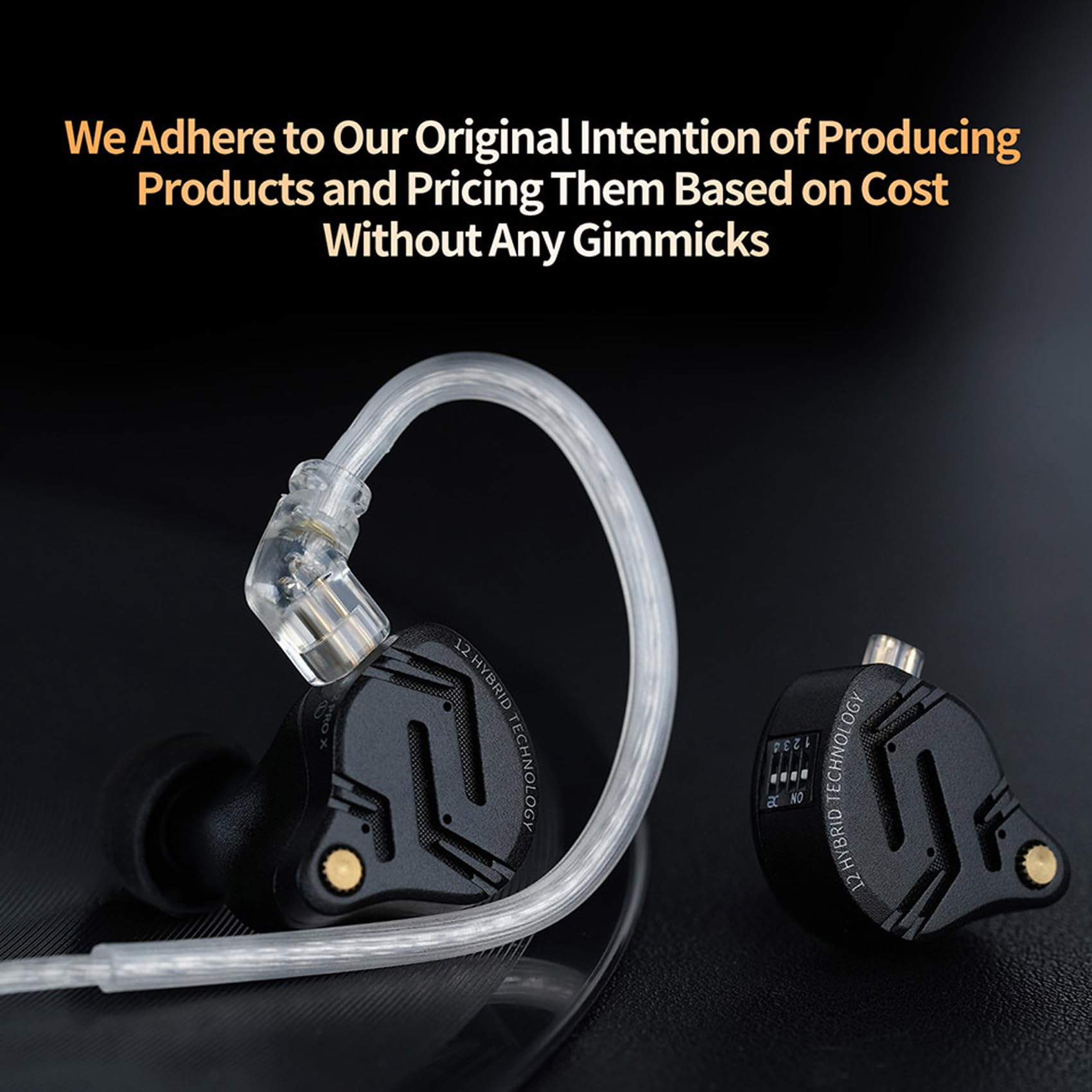 KZ ZS12 PRO X słuchawki douszne IEM, hybrydowe przewodowe słuchawki douszne do gier 1DD+5BA, najlepsze słuchawki douszne z kablem 2-pinowym dla audiofilów (ciemnoczarne, z mikrofonem)