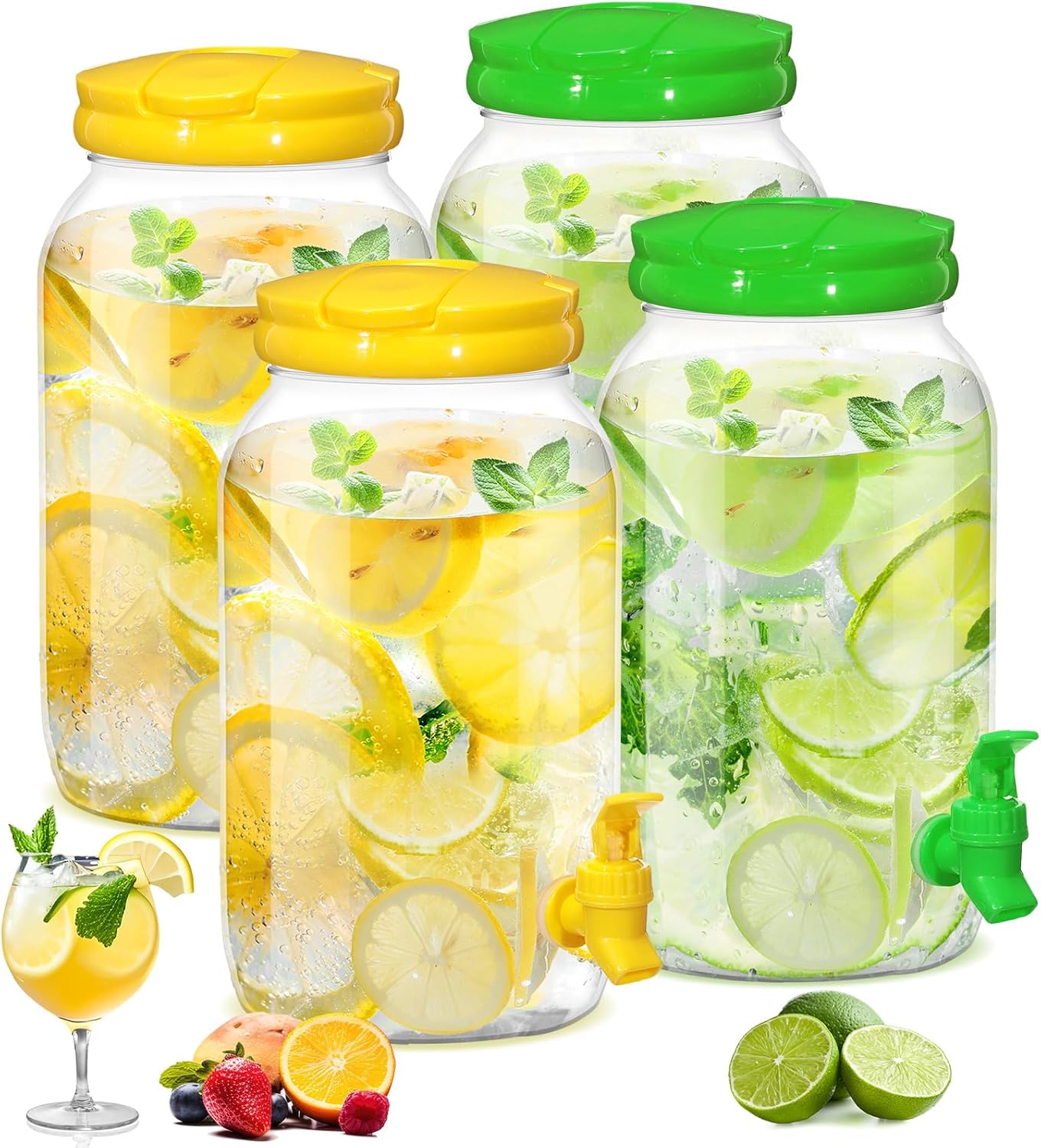 Uiifan 4 Pcs 1 Gallon Plastic Drink Dispenser for Parties