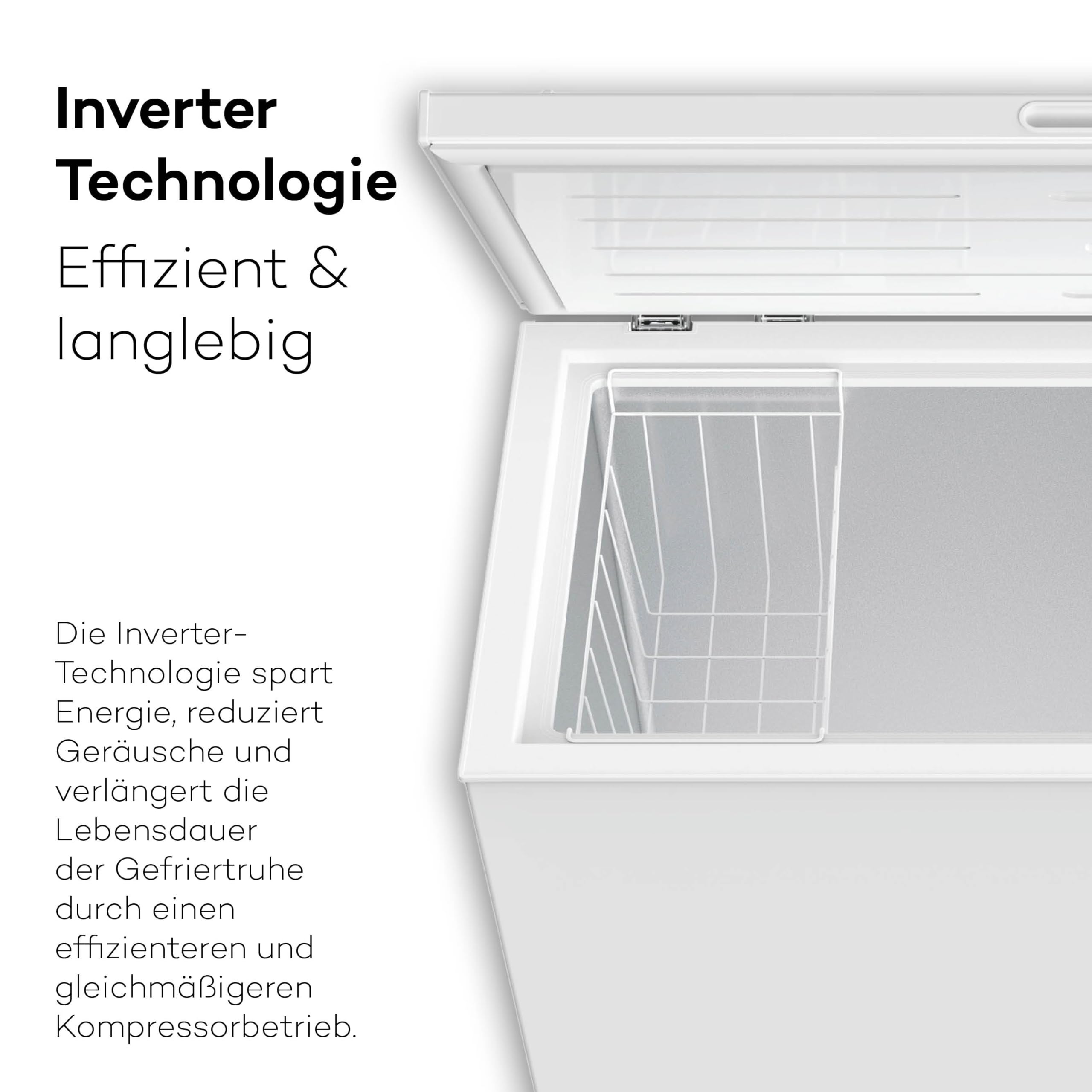 SCHOEPF GT300S Gefriertruhe 299 L Weiß 83,5 x 112,5 x 61 cm Energieklasse E Schnellgefrieren 41 dB 231 kWh/Jahr 4-Sterne-Kennzeichnung Freistehend