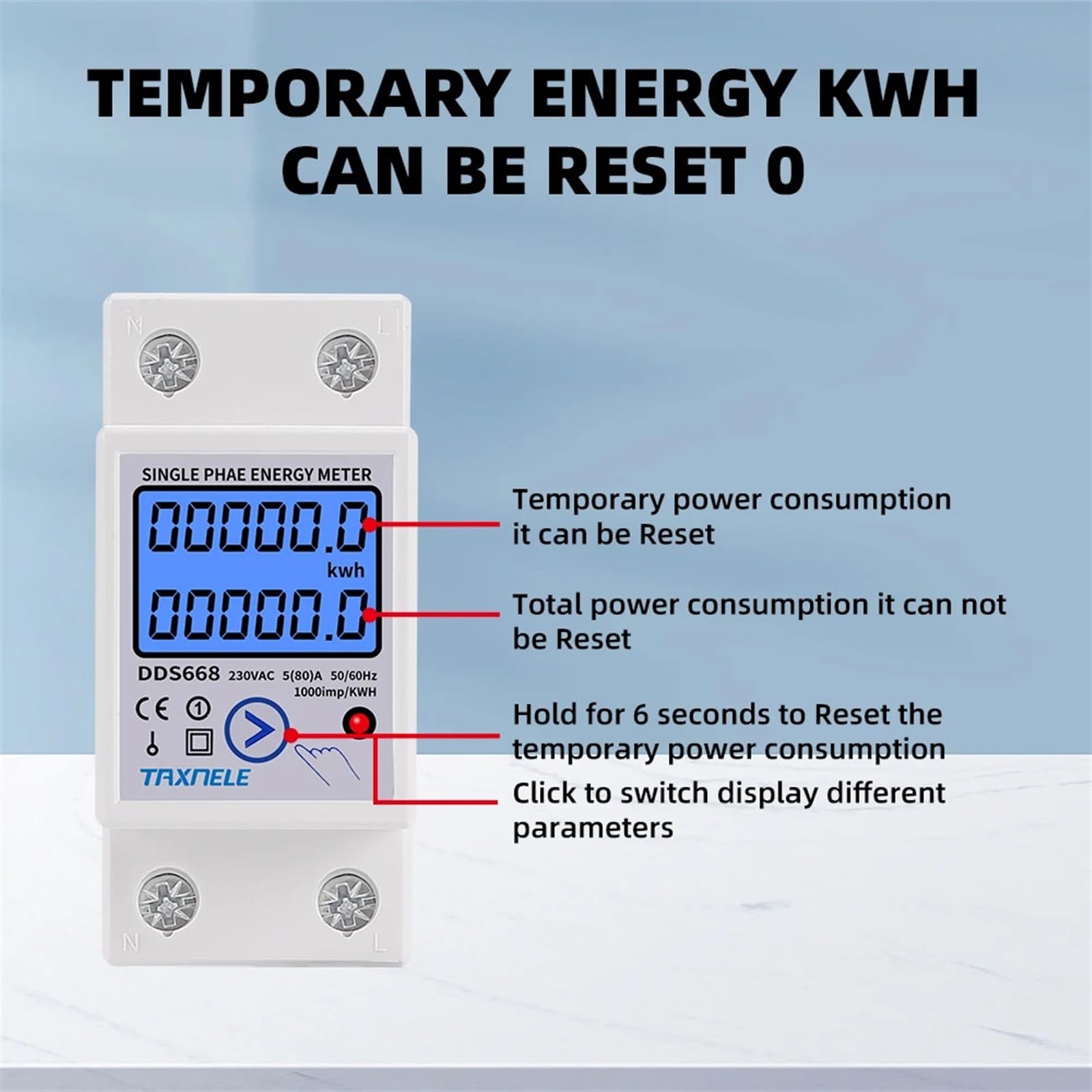 Jednofazowy cyfrowy szyna Din zresetuj licznik energii zero kWh miernik napięcia bieżącego zużycie energii watomierz 220 V 110 V AC (110 V)