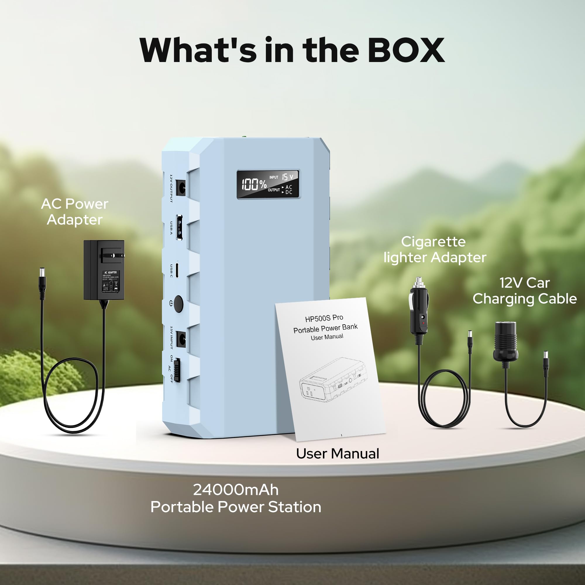 Batería portátil con toma de corriente alterna, cargador portátil de 88 Wh con toma de corriente, QC 3.0, 1 USB/1 USB-C, linterna LED, fuente de alimentación portátil para viajes y hogar