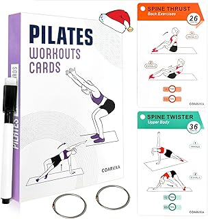 Pilates Workouts for Women-58 Exercise Cards with Pilates Mat Workout Postures，ncludes 4-Week Challenge,2 Rings& Dry-Erase for Easy Organization-Home, Gym or Studio