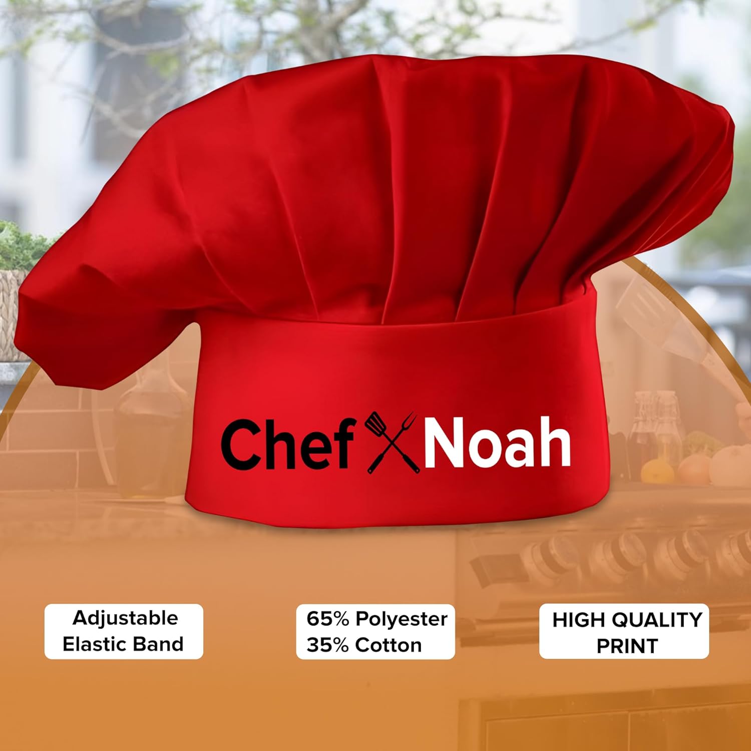 Personalized Grill Chef Hat with Custom Name, Adjustable BBQ Accessory for Father, Dad, Kitchen Cooking Chef Hat for Men - Image 9