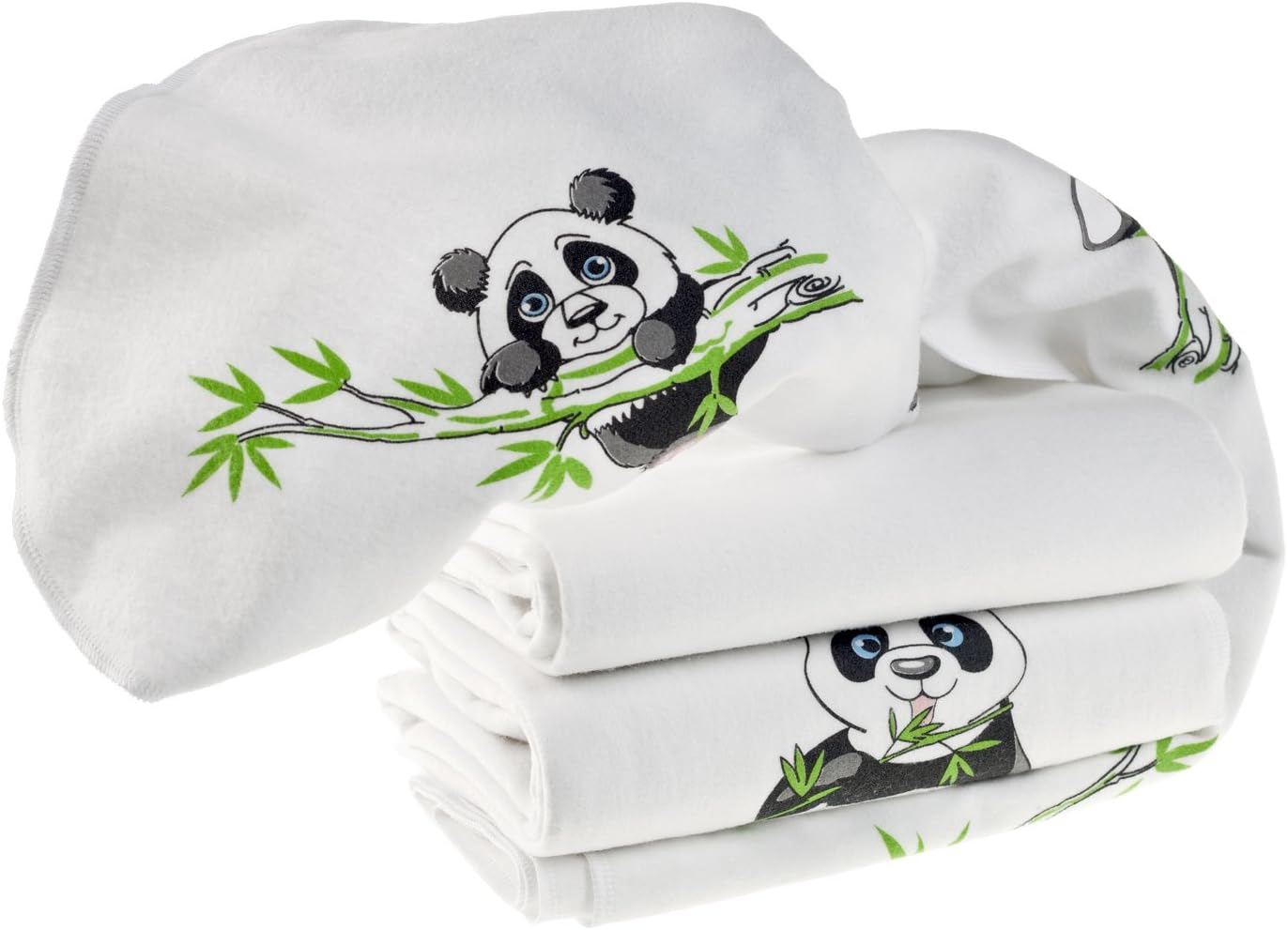 Pack of 3 Molton Cloths Absorbent Underlay, Baby Burp Cloths 80 x 80 cm Panda White, Machine Washable and Tested For Harmful Substances