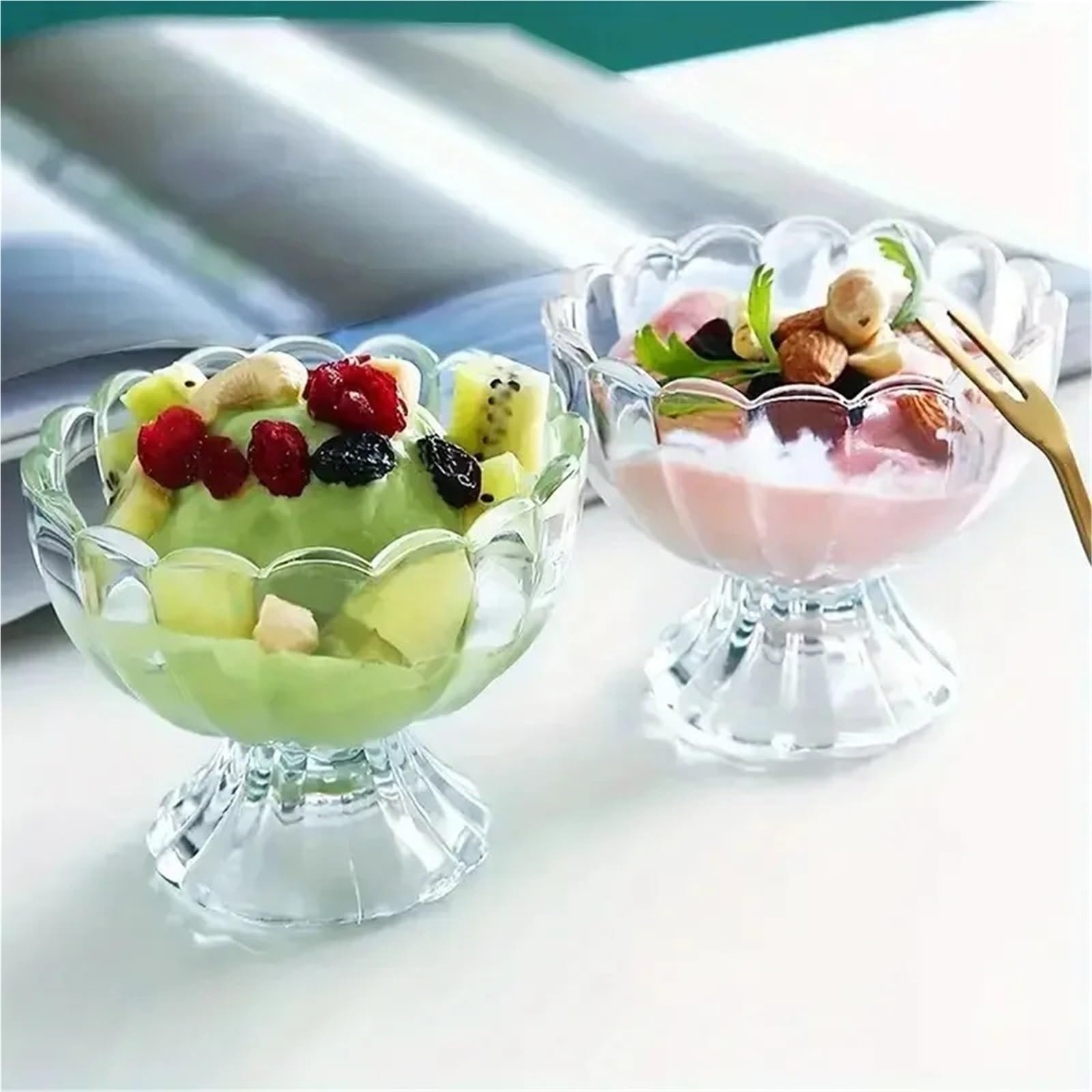 3 pezzi Ciotole trasparenti for coppe di gelato Snack allo yogurt alla frutta Set ciotole da dessert in vetro trasparente Design base Eleganti tazze portata Per Dessert