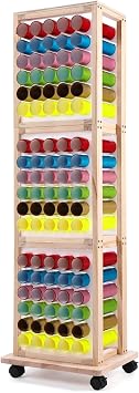 Mobile Vinyl Roll Holder - 90 Compartments Vinyl Storage Cart with Locking Castor Wheels, Wooden 3 Tier HTV Organizer Rack for Craft Room Home DIY 2" Hole Size