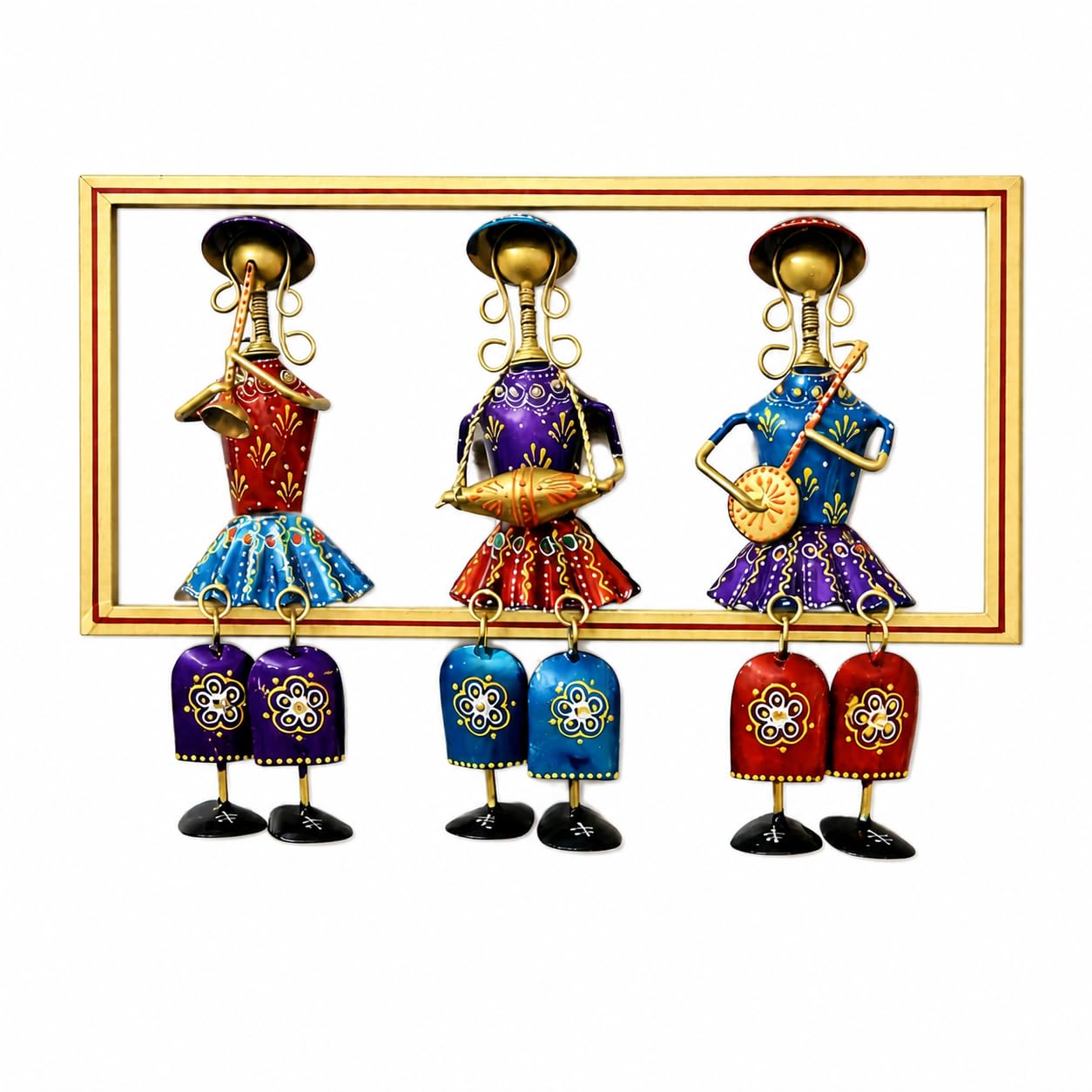 Handcrafted Metal Wall Hanging Musical Trio Frame | Colorful Rajasthani Musician Art | Decorative Iron Wall Art for Living Room, Bedroom, Home & Office Décor-image-47
