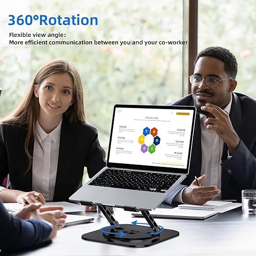 Miniatura 2 de MCHOSE Soporte para computadora portátil para escritorio, elevador ergonómico para laptop con base giratoria de 360, soporte plegable para