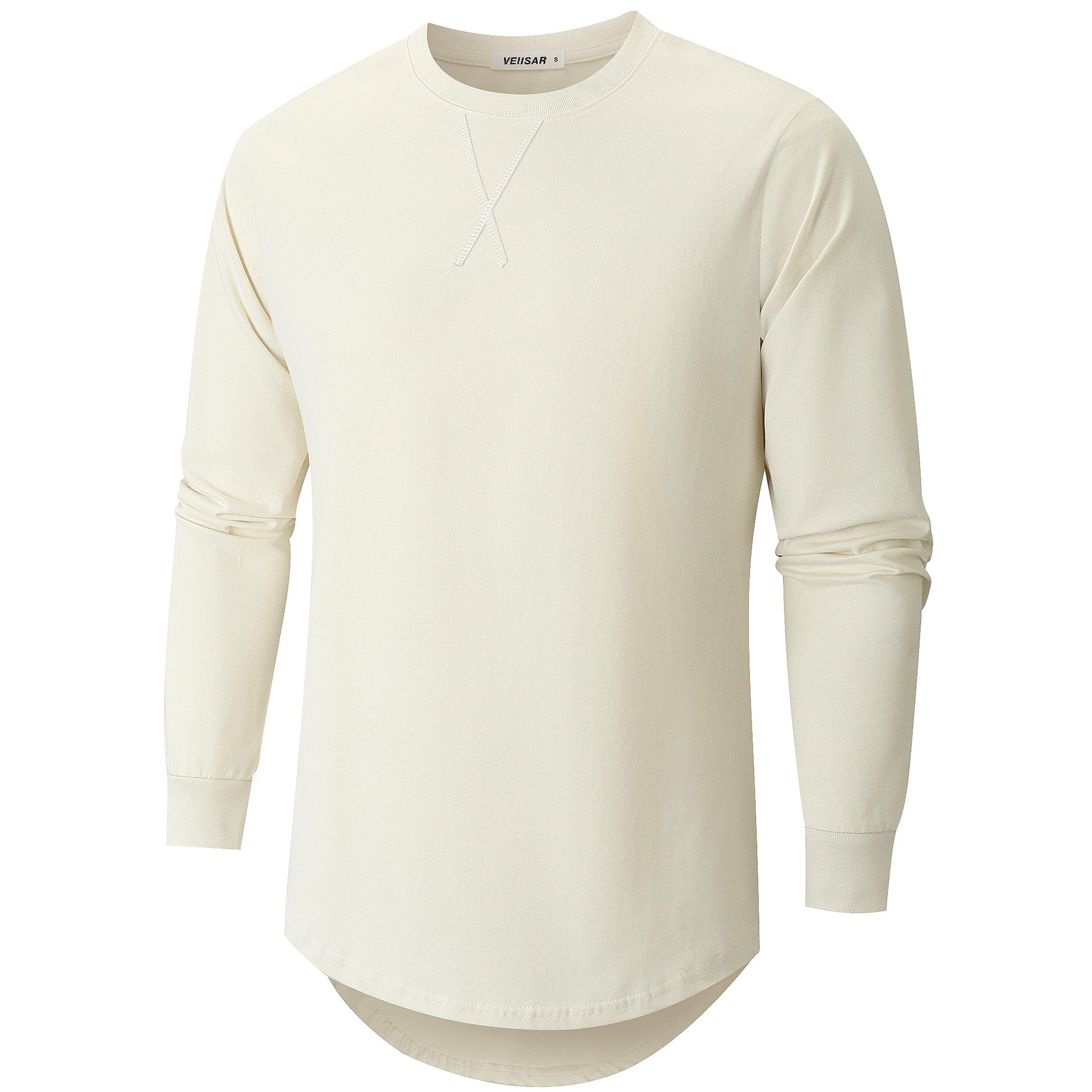 VEIISAR Herren Dickes Rundhalsmantel T-Shirt mit Herren 100 Baumwolle Heavy Duty Preshrunk Longline Shirt