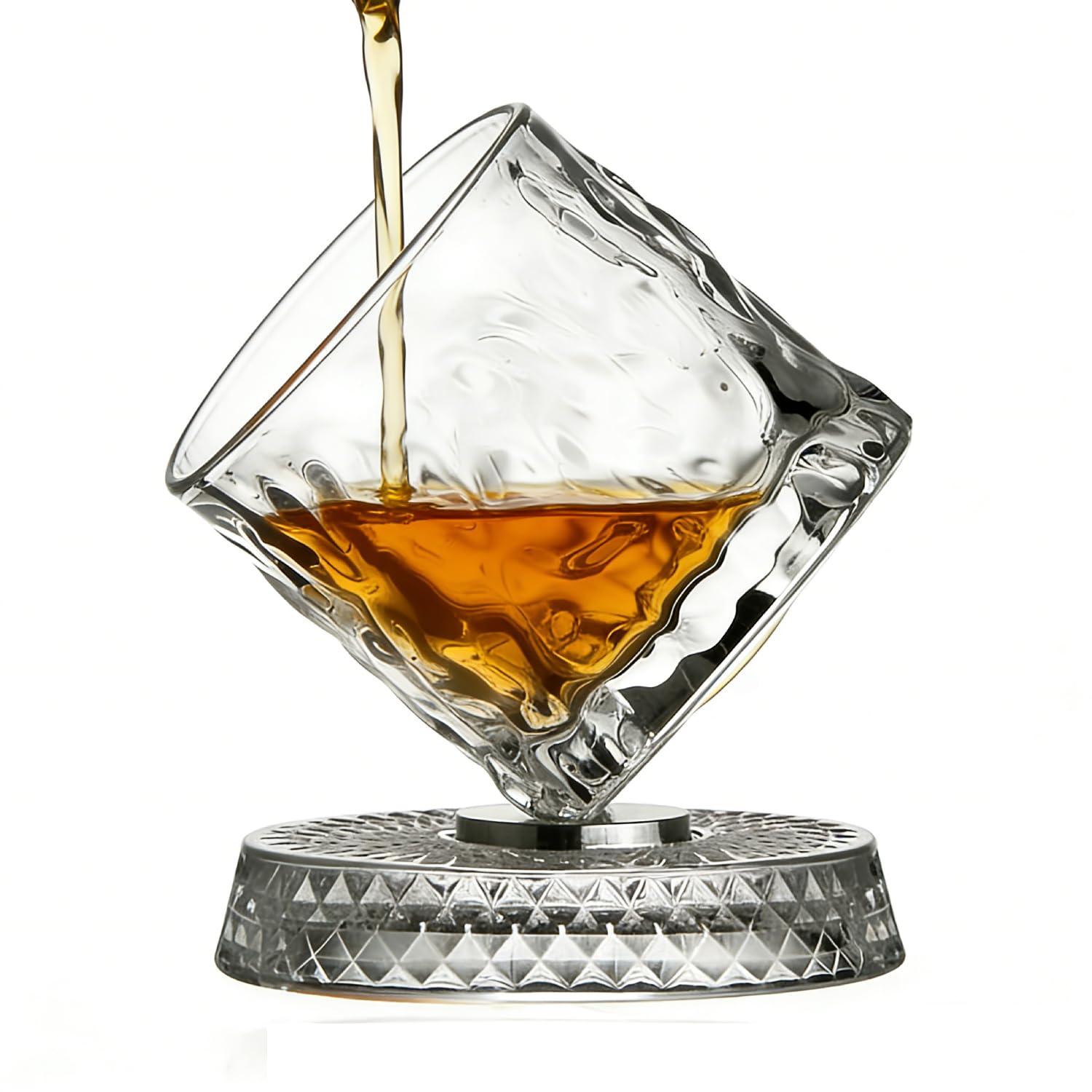 Szklanki do whisky obracające się o 360°, kubek z podstawką, do szkockiej whisky, burbona, koniaku, koktajli, 270 ml