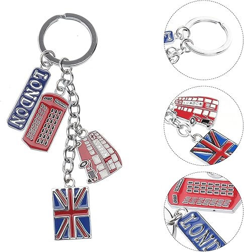 Miniatura 3 de LUOEM London Llaveros de recuerdo del Reino Unido, llavero de metal, llavero de bandera de Union Jack, llavero de coche, bolso y dijes para