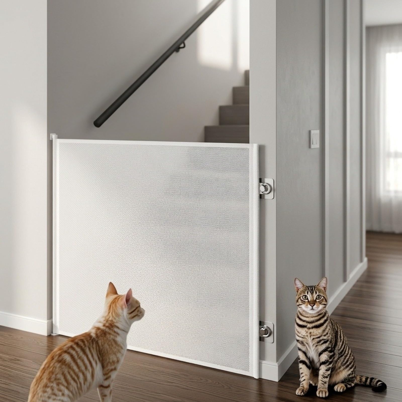 Türschutzgitter Rollbar 130X78cm Verstellbar Einhandbedienung Für Treppen