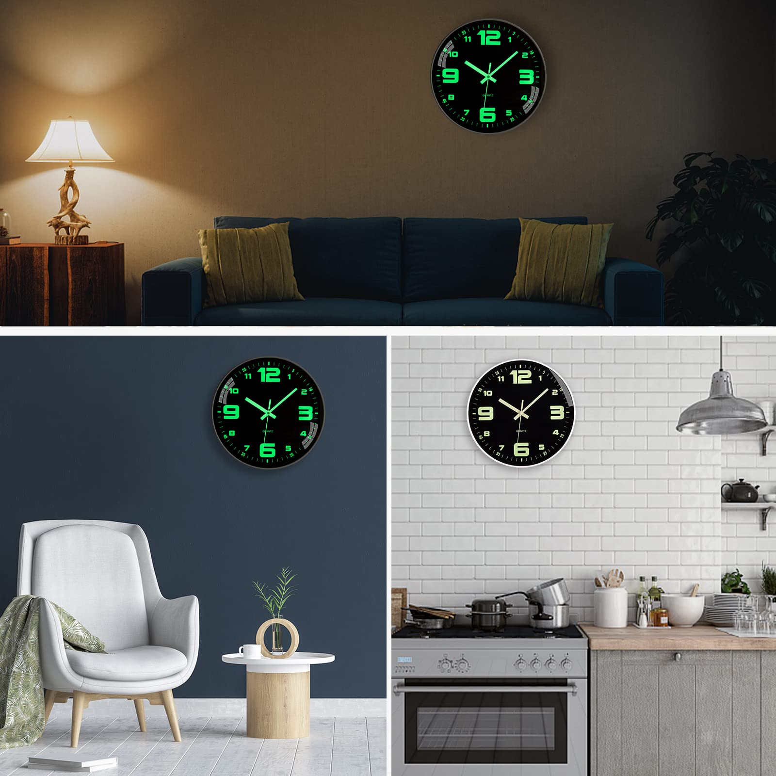 ACCSHINE Horloge Murale Numérique Silencieuse 25 cm Design Moderne