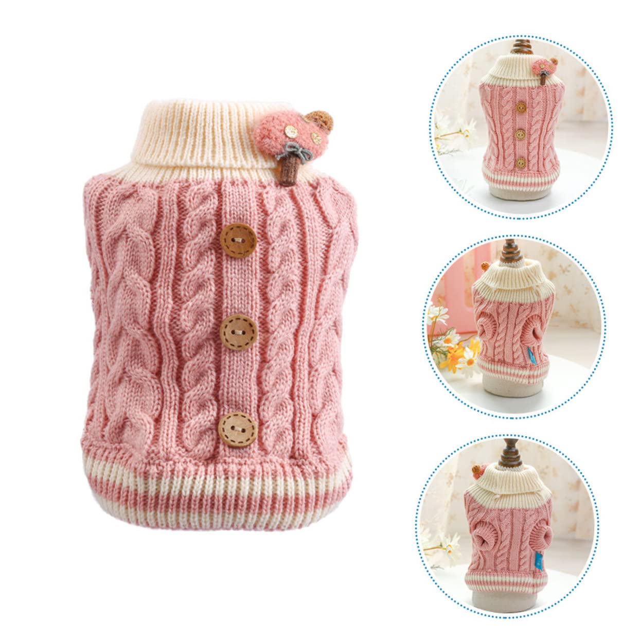 BESPORTBLE 4 Pièces Gilet en Coton pour Chiot Chandail de Chiot vêtements de Chien pour Petits Chiens Fille Tenue d'hiver pour Animal de Compagnie Pull en Laine pour Chat Tenue Automne Hiver