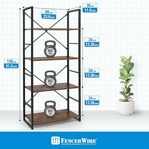 Miniatura 3 de Fencer Wire Estante de pie de 4 niveles, estantería de 24 pulgadas de ancho, organizador de almacenamiento de estantería, estantes industriales para