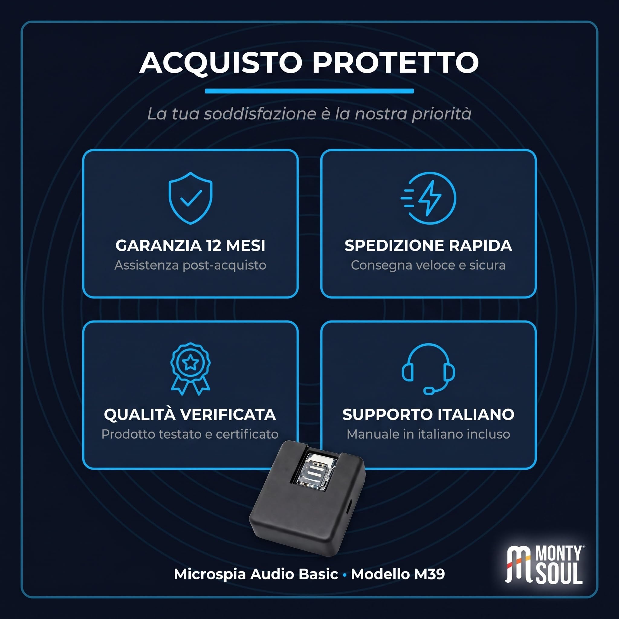 Micro Espion Professionnel avec Carte SIM Standard Compatible avec Bouygues Telecom, Lyca Mobile, Free Mobile, SFR et Les Opérateurs Non Virtuels, Fonctionne avec Le Signal 2G - Pas Un Tracker GPS