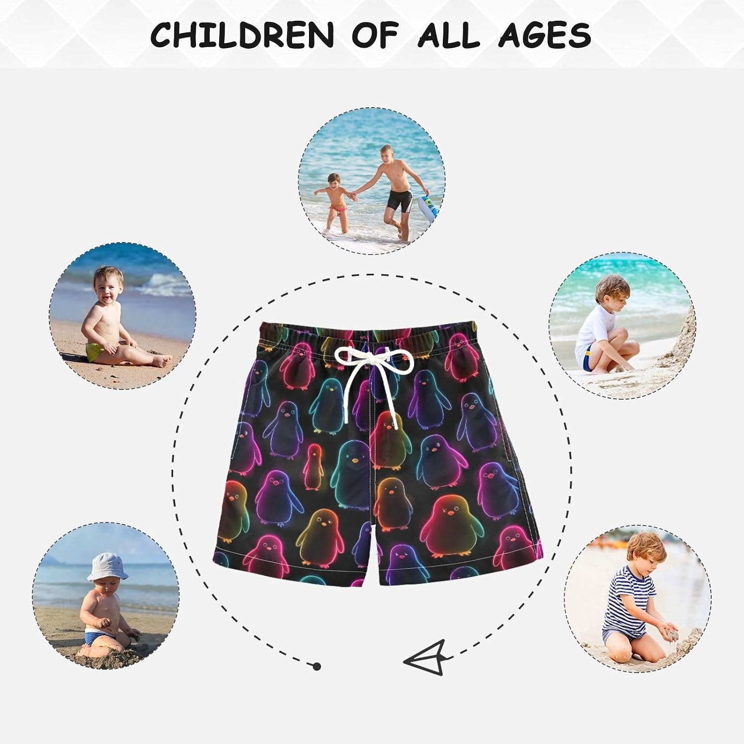 ALAZA Cute Axolotl Boys Swim Trunks Beach Shorts Swimsuit Quick Dry Bathing Suit Boardshorts Swimwear 2-16Years